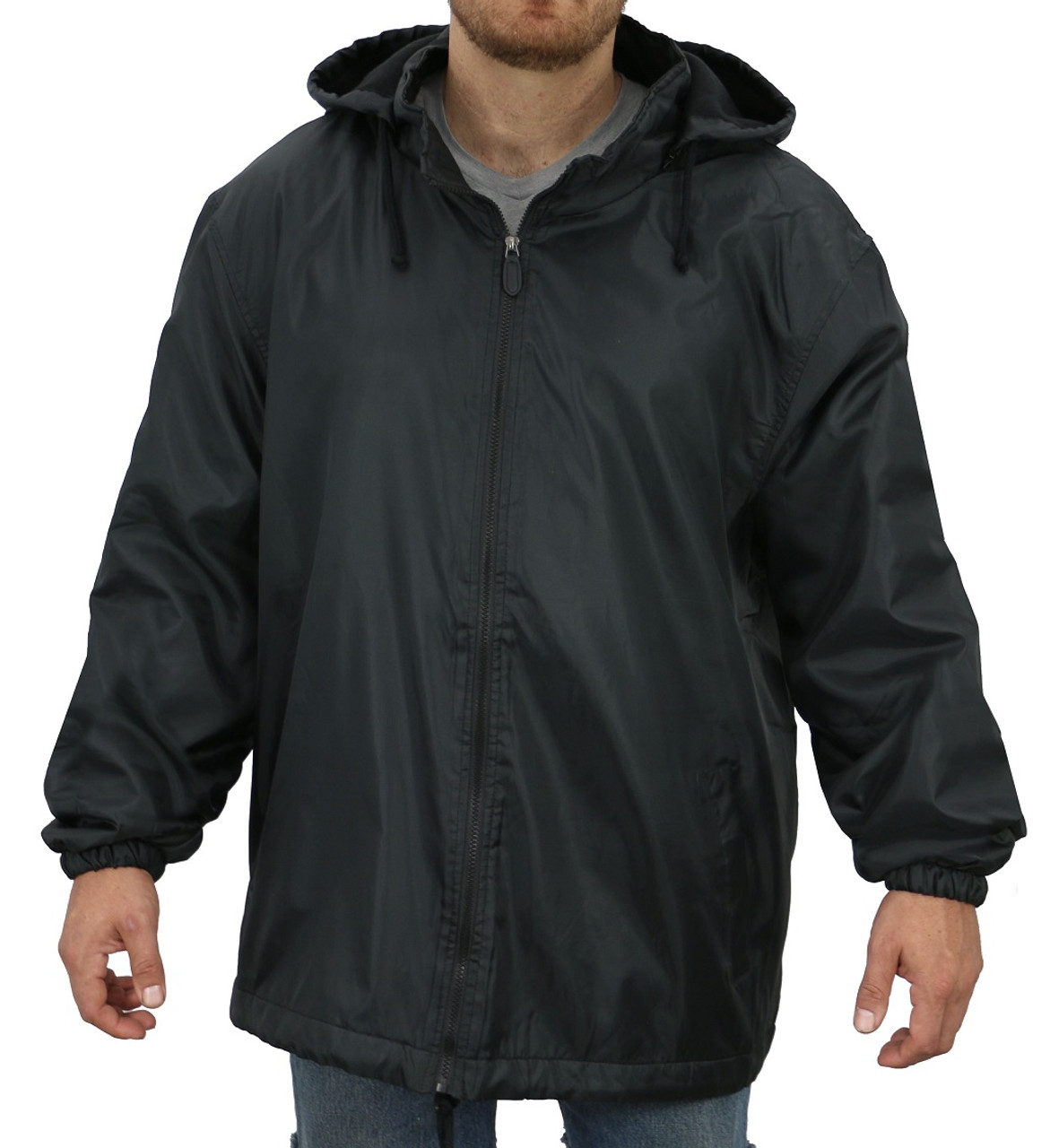 ROCXL Nylon Hooded Zip Jacket Fleece-Lined - Black #803A