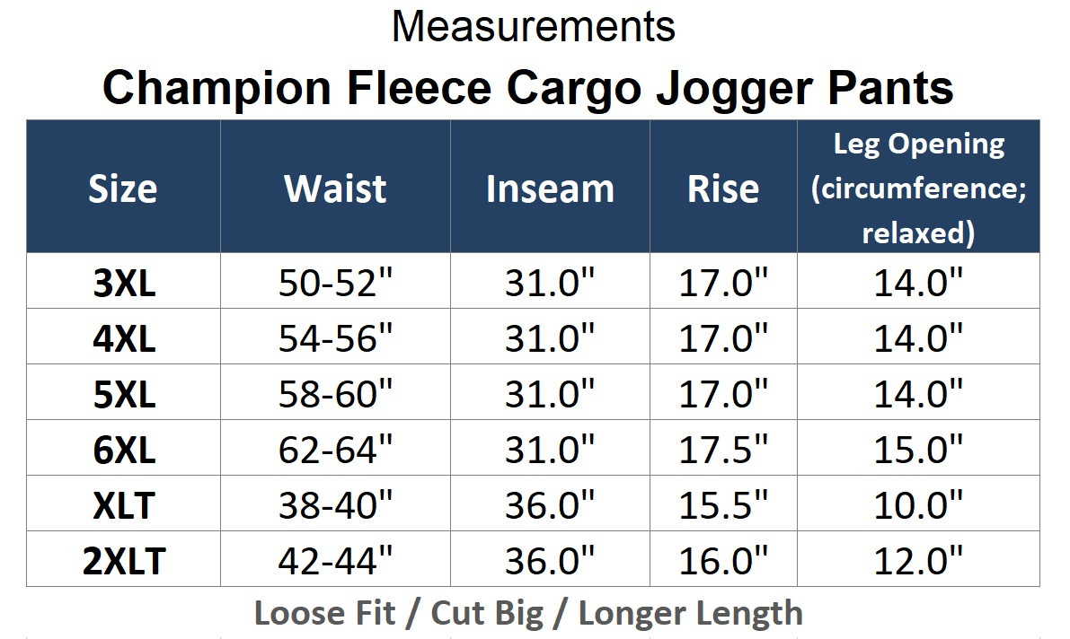 Big Tall Men's Champion Fleece Cargo Pants Joggers in Navy