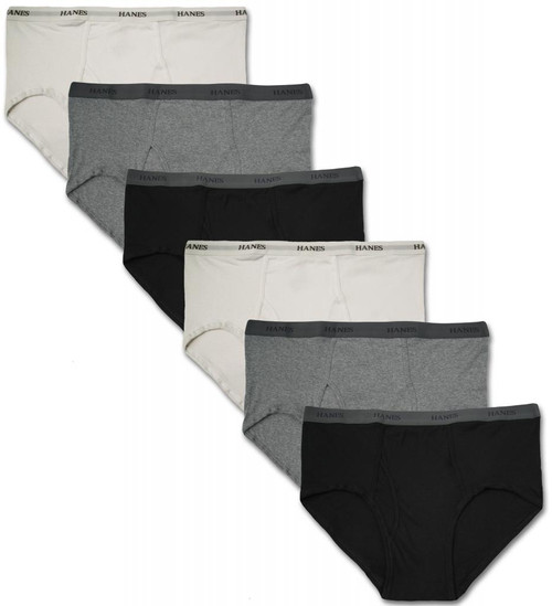 Hanes BRIEFS 6-Pack Underwear BLACK/GRAY/WHITE #1225