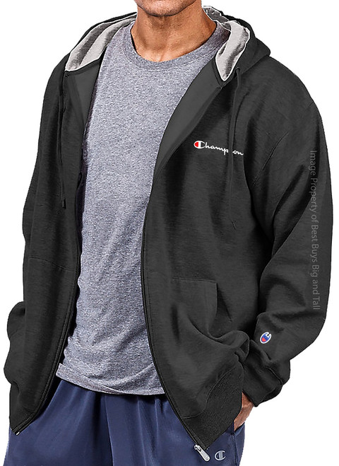 Champion Midweight Fleece Zip Hoodie Jacket w/ Script Logo BLACK #915A