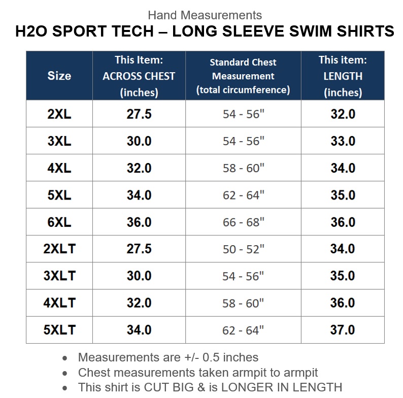 H2O Sport Tech Big & Tall Men's Long Sleeve Swim Shirt - Loose Fit