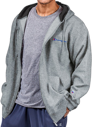 Champion Midweight Fleece Zip Hoodie Jacket w/ Script Logo GRAY #915C