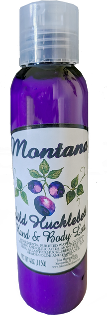 Montana wild huckleberry lotion in an 4 oz. squeeze bottle Montana wild huckleberry lotion in an 4 oz. squeeze bottle