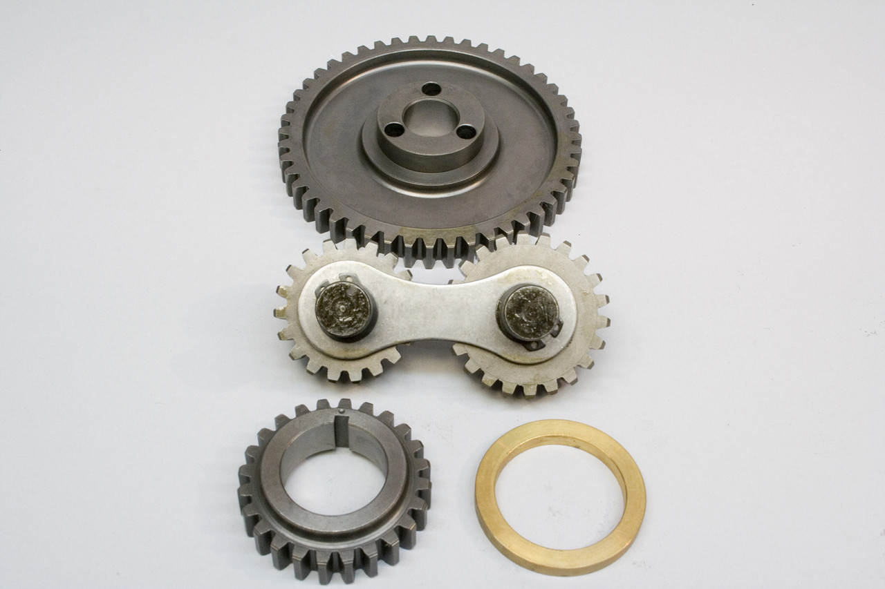 GEAR DRIVE, PQx, DUAL IDLER, FORD 351C, 351M, 400C/M, 1970-82, 3-Keyway  Crank Gear, Bronze Bushing, Noisy, Made in USA