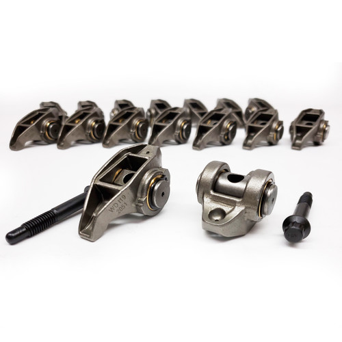 0634619 ROCKER ARM SYSTEM, CAST STEEL, GM LS Series. 4.8L-6.2L Upgraded Trunions and Silicon Bronze Bushings