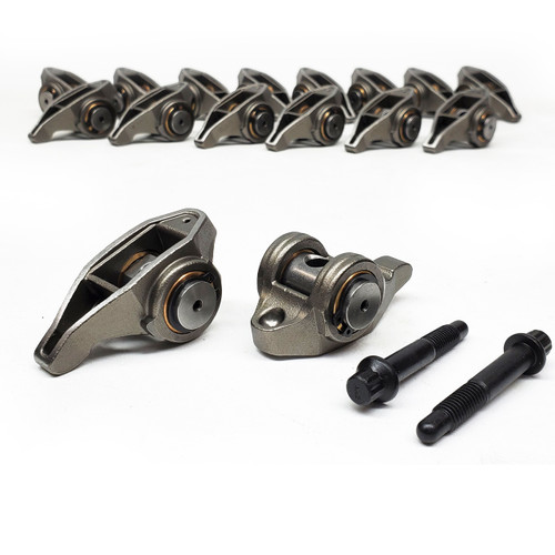 0637519 ROCKER ARM KIT, ALLOY STEEL, GM LS Series. 4.8L-6.2L 1997-up, 1.7 x 8mm, includes 16 Dynamic Design Rocker Arms with Bronze-Bushed Trunnions, Drop-in Replacement Kit