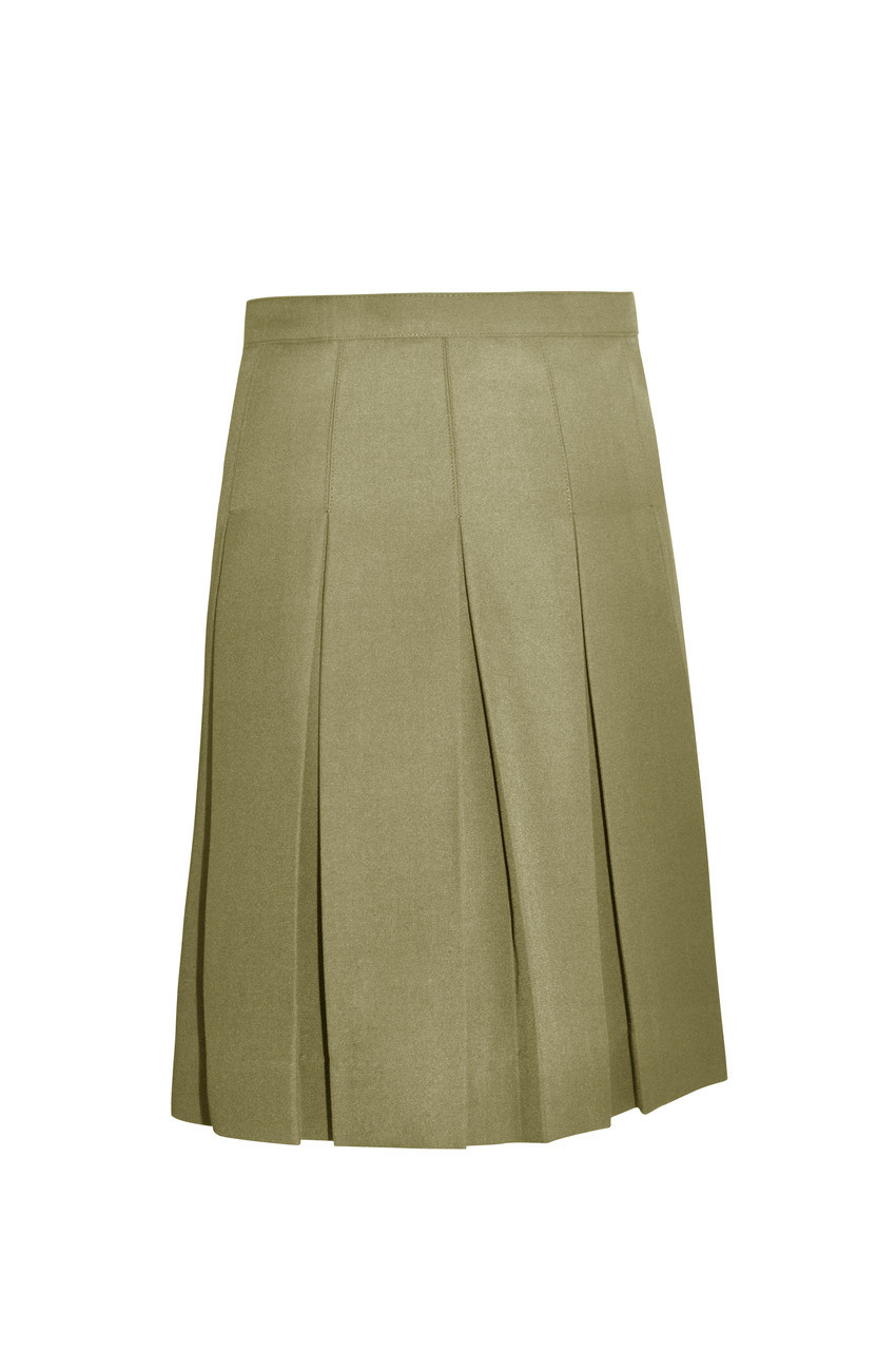 Skirt Rayon Box Pleat - Khaki - Half Sizes - Academic Outfitters