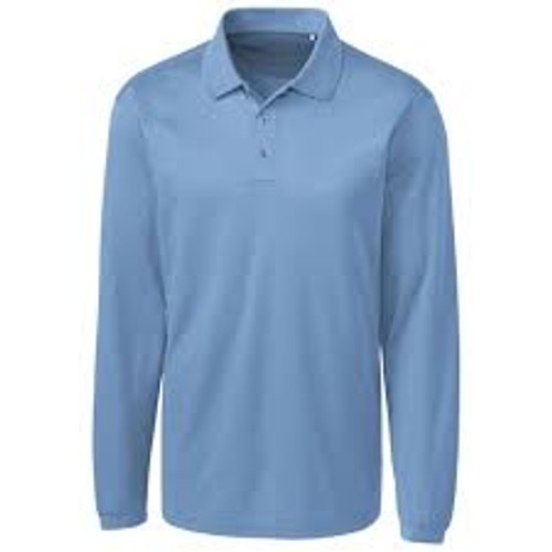 Toddler Unisex Polo Pique Long Sleeve- Lt Blue