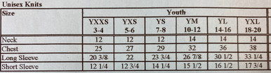 Size Chart- Youth - Academic Outfitters of Houston