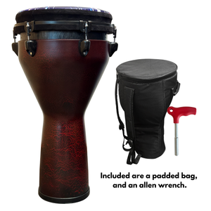 Pluto Red Djembe Drum 12 Inch Head with Complimentary Djembe Bag and Allen Wrench (PLUDR)
