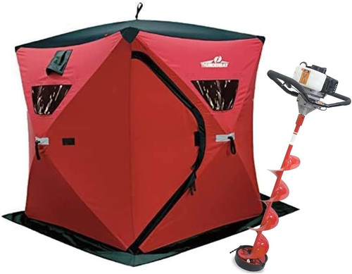 THUNDERBAY 33cc Power Ice Auger and Portable Two Man Shelter Combo
