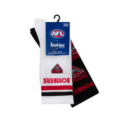 Essendon Mascot Sneaker 2 Pack Socks Size 8-13