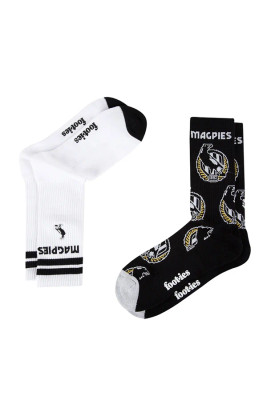 Collingwood Mascot Sneaker 2 Pack Socks Size 5-10