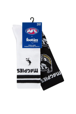 Collingwood Mascot Sneaker 2 Pack Socks Size 5-10