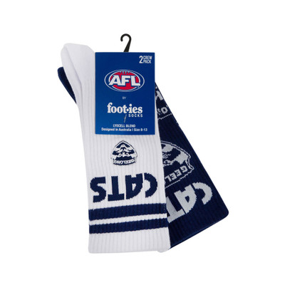 Geelong Cats Mascot Sneaker 2 Pack Socks Size 5-10