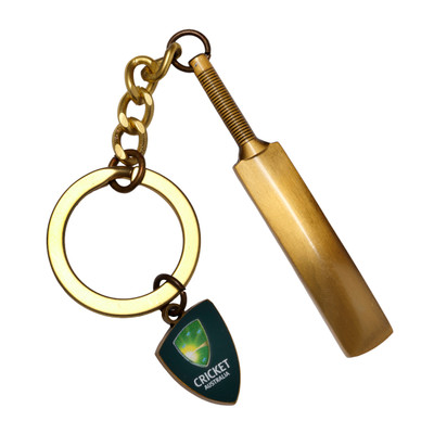 Cricket Australia 3D Cricket Bat Keyring Antique Gold Cricket Australia 3D Cricket Bat Keyring Antique Gold