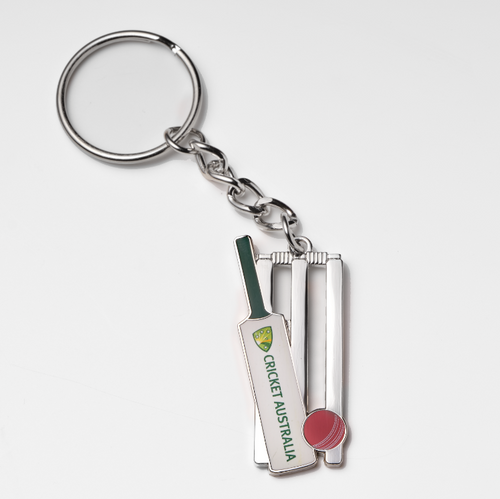 Cricket Australia Bat, Ball & Stumps Keyring