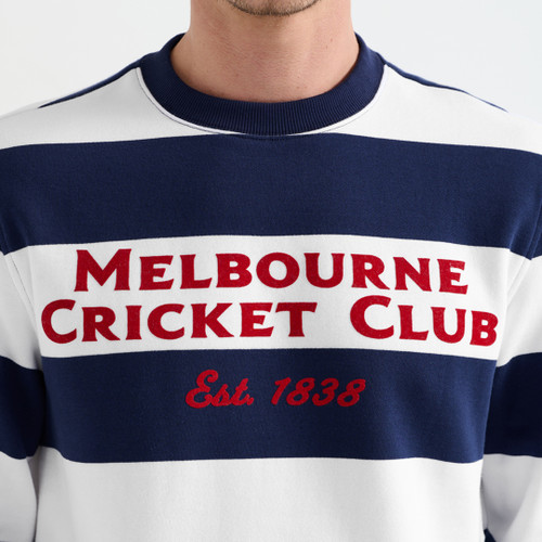 MCC Crew Neck Jumper Navy Stripe