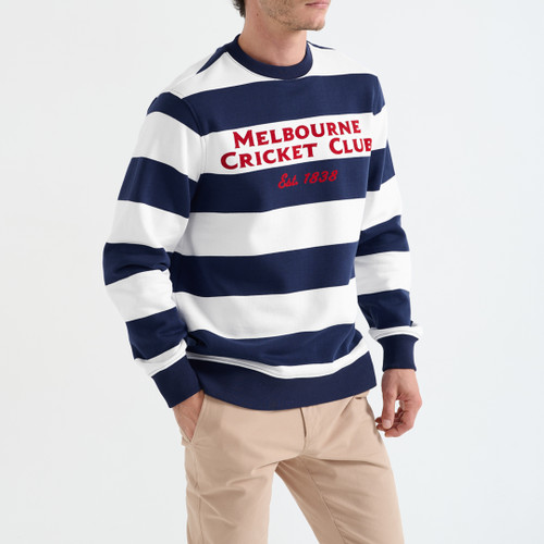 MCC Crew Neck Jumper Navy Stripe