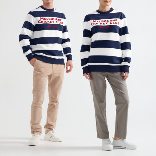 MCC Crew Neck Jumper Navy Stripe