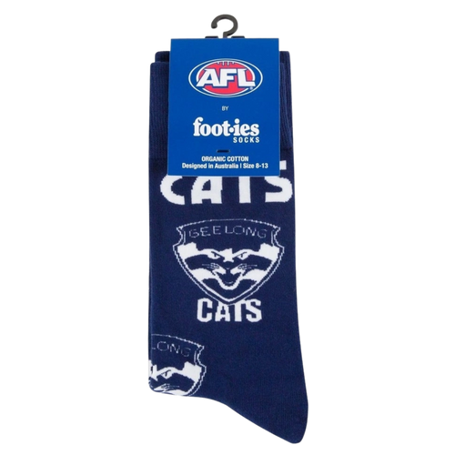 Geelong Cats Mascot Organic Cotton Socks Size 8-13