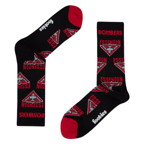Essendon Mascot Sneaker 2 Pack Socks Size 8-13