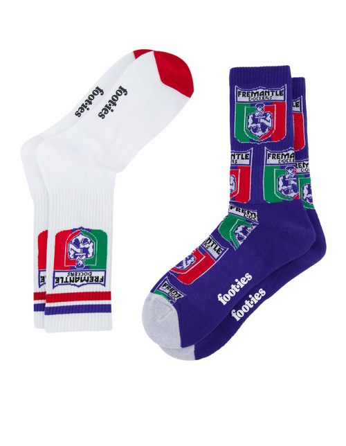 Fremantle Dockers Foot-ies Retro Sneaker 2 Pack Socks
