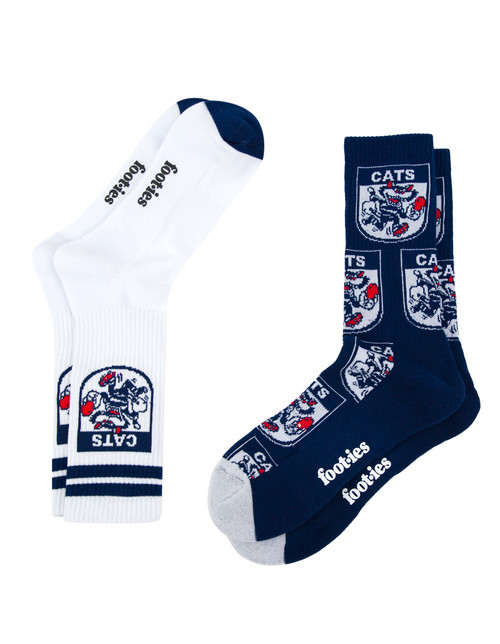 Geelong Cats Foot-ies Retro Sneaker 2 Pack Socks