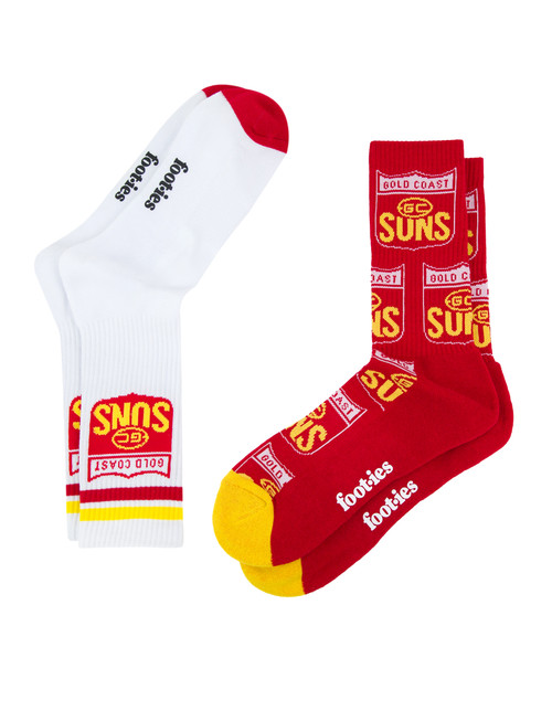 Gold Coast Suns Foot-ies Retro Sneaker 2 Pack Socks