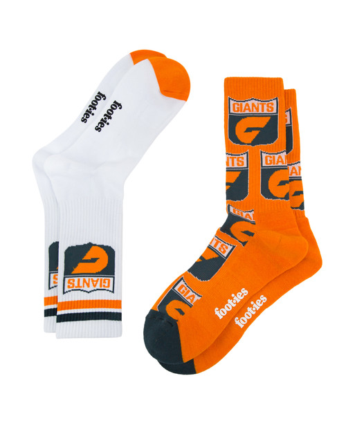 GWS Giants Foot-ies Retro Sneaker 2 Pack Socks