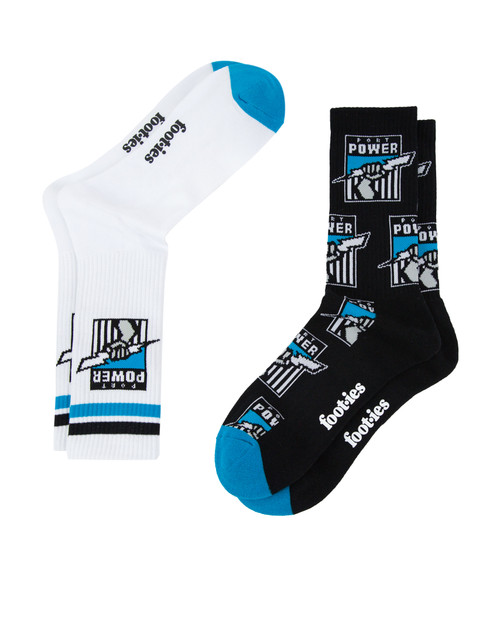 Port Adelaide Foot-ies Retro Sneaker 2 Pack Socks