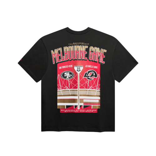 San Francisco 49ers New Era Melbourne Game 2026 Stadium Lights Black Tee