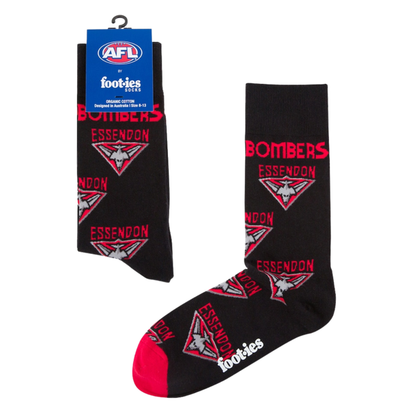 Essendon Mascot Organic Cotton Socks: Mens 8-13 Essendon Mascot Organic Cotton Socks: Mens 8-13