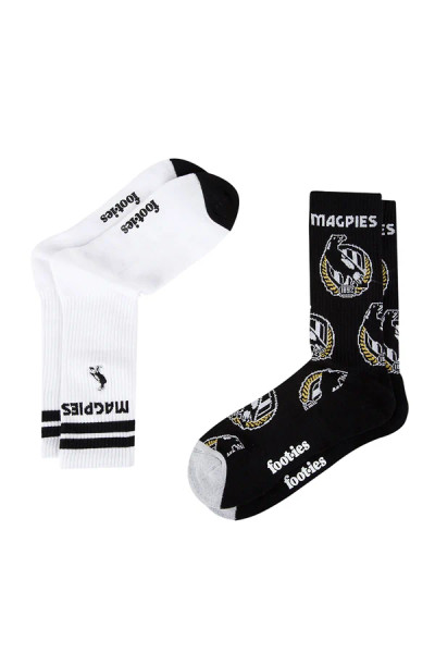 Collingwood Mascot Sneaker 2 Pack Socks Size 8-13 Collingwood Mascot Sneaker 2 Pack Socks Size 8-13