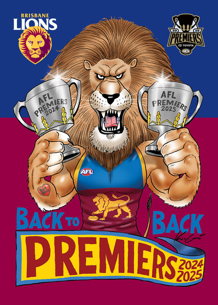 Brisbane Lions 2025 Premiers A6 Mark Knight Sticker
