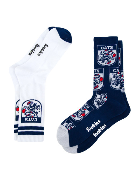 Geelong Cats Foot-ies Retro Sneaker 2 Pack Socks