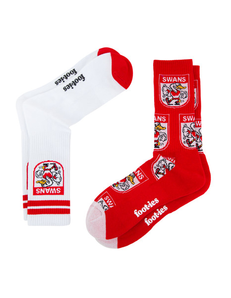 Sydney Swans Foot-ies Retro Sneaker 2 Pack Socks