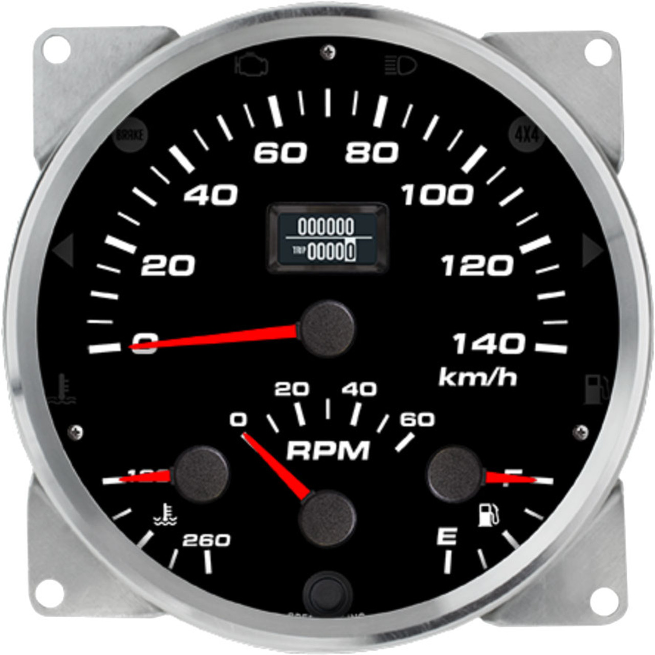 5-1/2" Metric Modern Style CJ Jeep GPS Speedometer Cluster 140 km/h with Tachometer