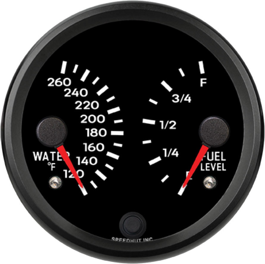 4" Dual Gauge - Water Temp / Fuel Level - Porsche Design