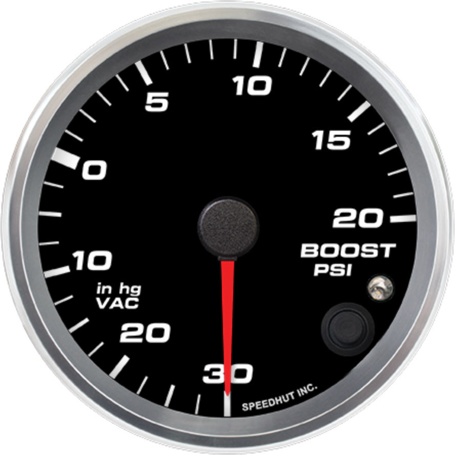 3-3/8" Boost/Vac Gauge 30inhg-0-20 psi (w/ warning)