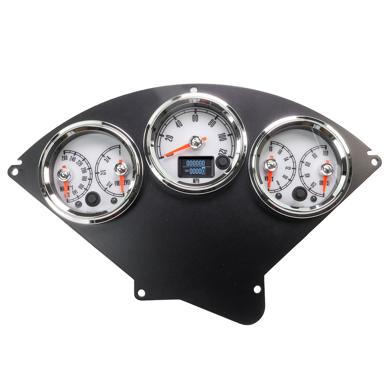 1955-56 Chevy Tri-Five Gauge Set | GPS Speedometer + Temp, Fuel, Volts, Oil | White 1955-56 Chevy Tri-Five Gauge Set | GPS Speedometer + Temp, Fuel, Volts, Oil | White