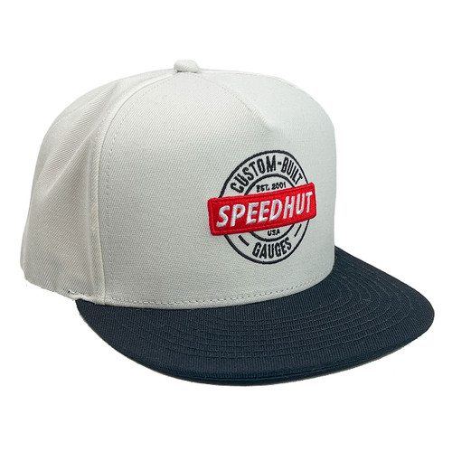 Flat Brim White Hat - Speedhut Patch Logo