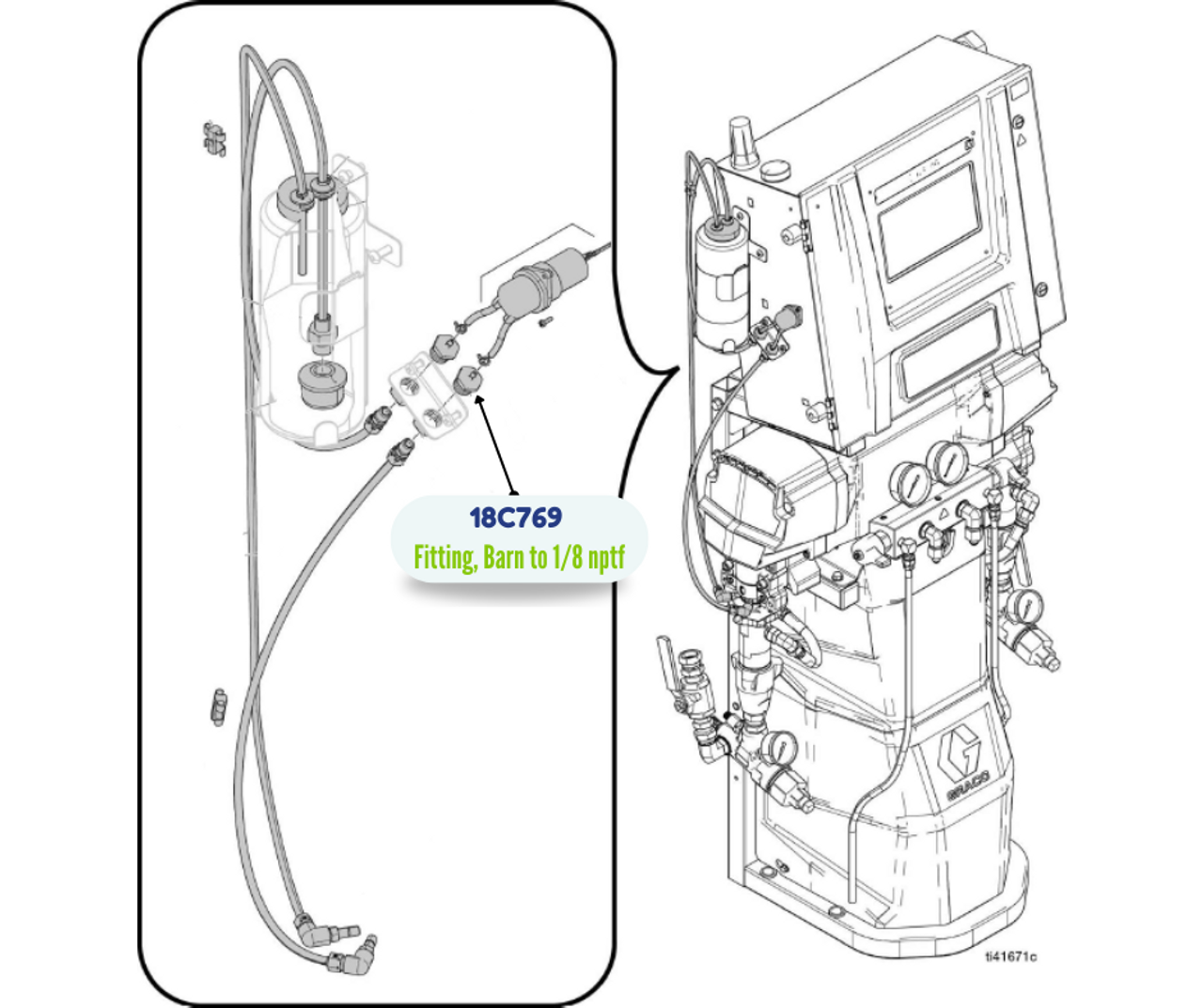 GRACO BARB TO 1/8 NPTF FITTING (18C769)
