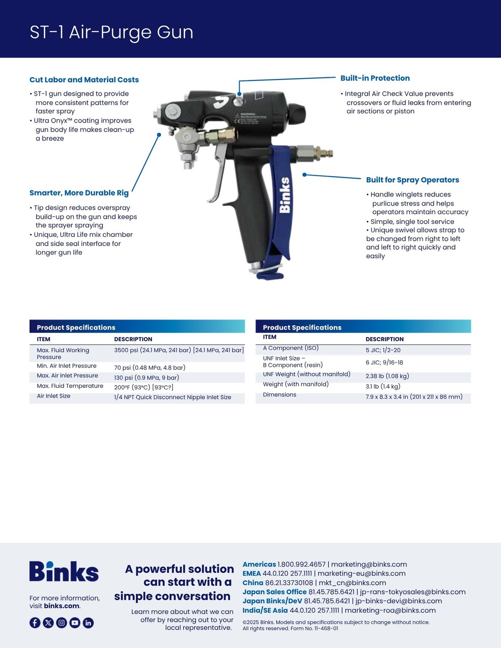 BINKS ST1 #03 COMPLETE  SPRAY GUN KIT (336510)