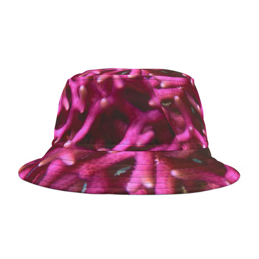 Pink Birds Nest Coral Reef Bucket Hat – Handmade Textural Art Inspired by Coral