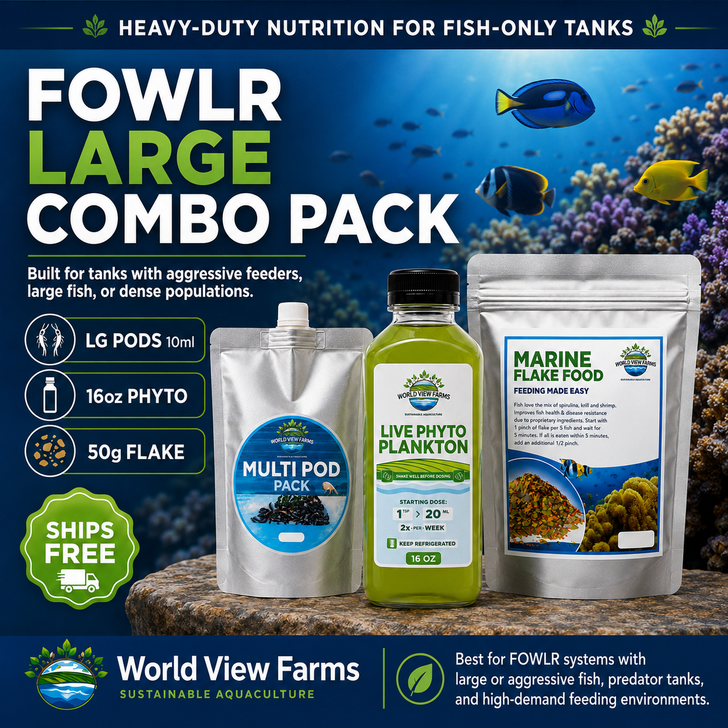 Live Fish Food Combo Pack – Large | Pods + Phyto + Flake + Dried Algae  – Ships Free Overnight