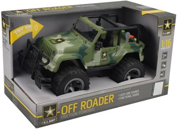 US Army Friction Powered 1/16 Model Off Road Vehicle w/Car Light & Sound (3 per case)