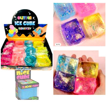 Glitter Ice Cube Gummy Squishy (12 per case)
