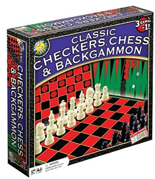 Classic 3-in-1 Strategy Board Game Pack (Chess/Checkers/Backgammon)