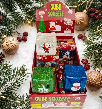 Christmas Cube Squeeze Toys (12-Piece Counter Display Unit)
